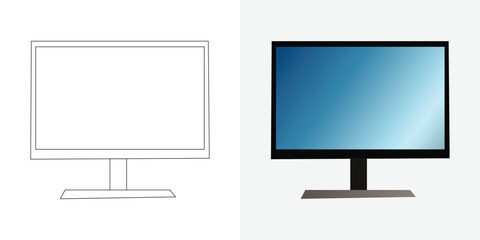 vector illustration set, LCD television