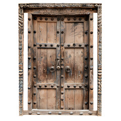old wooden door on a transparent background PNG