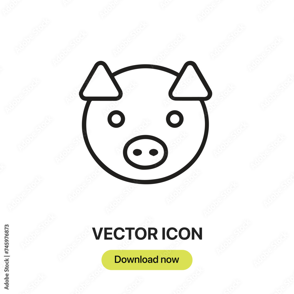 Leinwandbilder pig icon vector. linear-style sign for mobile concept and web design. pig symbol illustration. pixel