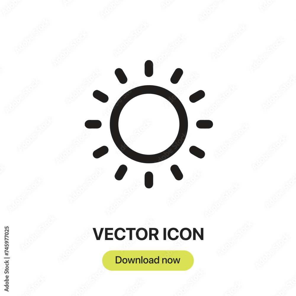 Poster sun icon vector. linear-style sign for mobile concept and web design. sun symbol illustration. pixel