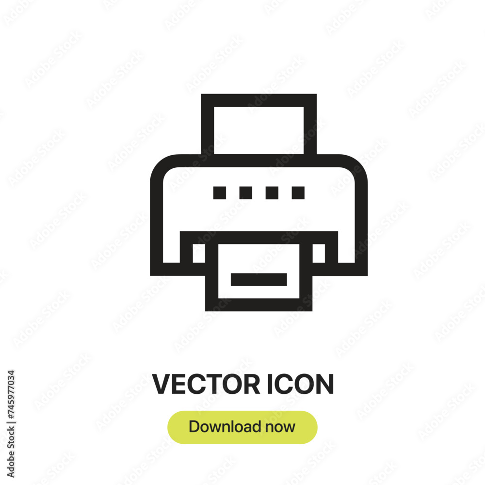 Poster printer icon vector. linear-style sign for mobile concept and web design. printer symbol illustratio