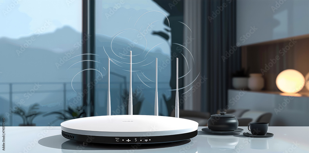 Poster a router that gives out wi-fi. generative ai.