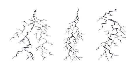Lightning silhouettes set. Lightning strike bolt silhouettes. Vector illustration