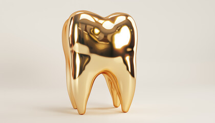  Teeth made of gold. 3d icon