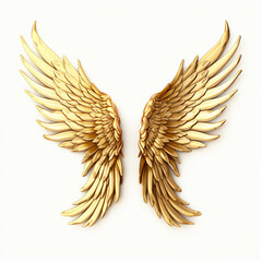 Gorgeous fantasy golden angle wings isolated on white background Job ID: 49a9b406-3bf6-42fe-9a41-31d098ce3be2