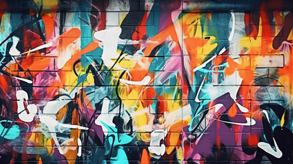 graffiti wall abstract background, Generative Ai not real photo, idea for artistic pop art background backdrop 