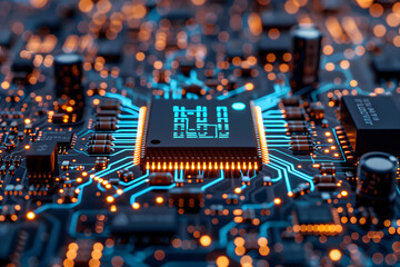 Chip motherboard, technology of an artificial intelligence computer, generated ai
