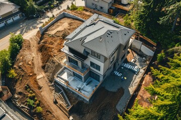 Fototapeta na wymiar New Construction Home with Aerial View in Seattle Real Estate Market