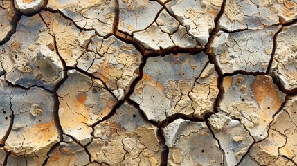 A close up of a cracked and dried out wall, AI