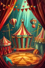 Circus Dreams: A Vibrant Illustration of Stage Props and Objects for Posters and Presentations