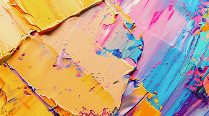 Vibrant Abstract Art: Close-Up Texture of Colorful Oil Brushstrokes