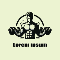 Fitness logo, Gym logo design , with silhouettes of bodybuilders
