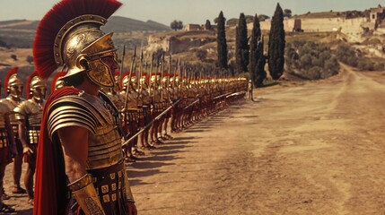 Roman army stand ready for battle - obrazy, fototapety, plakaty