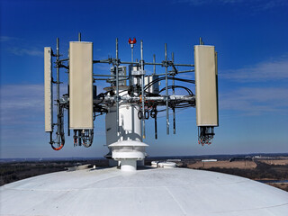 Cell phone antenna array mounted on top of a water tower