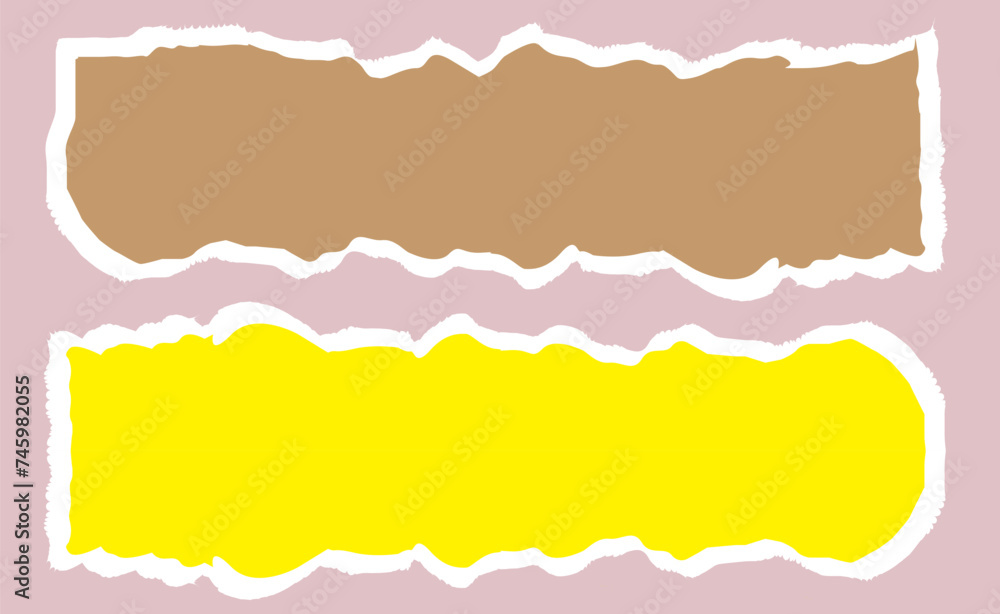 Wall mural Torn piece of paper isolated. Rectangle piece of paper with a torn edge. Vector illustration of a geometric shape with a white torn edge.