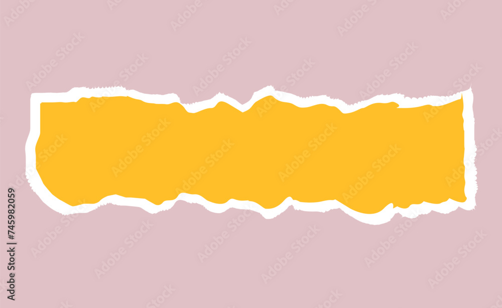 Wall mural Torn piece of paper isolated. Rectangle piece of paper with a torn edge. Vector illustration of a geometric shape with a white torn edge.