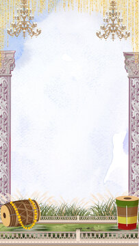 indian wedding traditional invitation template card