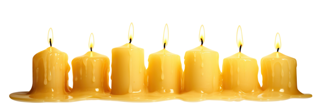Pillar candles with flames illuminated, cut out