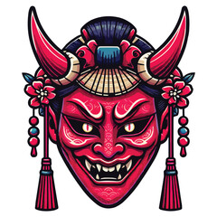 Demon Geisha Japanese Mask Vector