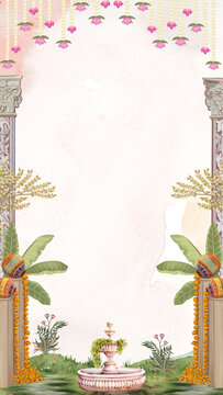 indian wedding traditional invitation template card