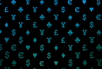 Dark blue, green vector pattern with symbol of cards.