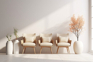 Modern Scandinavian style interior appearance, beautiful living room, luxury, minimalist concept