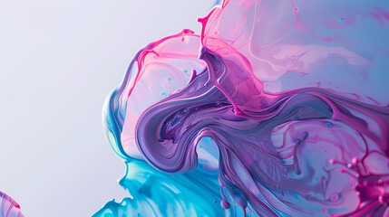 Vivid Purple Colors Swirling in a Fluid Art Piece on a White Background