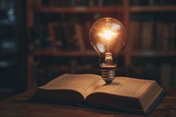 Light bulb pop up from the book as an idea of inspiration and innovation