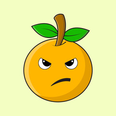 illustration of an orange with emotion face. Fruit emoticon vector design.