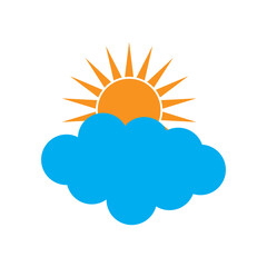 Sun and cloud icon. Sunrise icon, Sunset icon, cloud vector design for app, website, logo. Sunrise icon simple flat vector illustration
