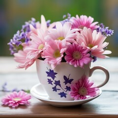 Cup featuring a flower nestled inside