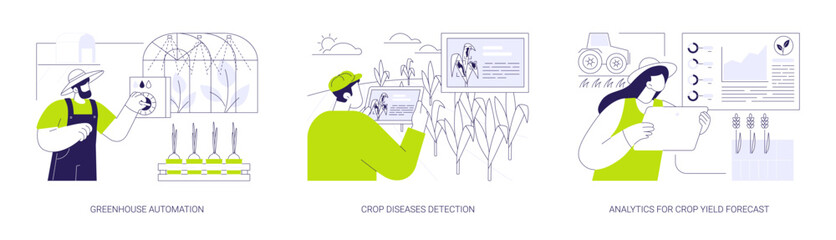 Smart farming technologies abstract concept vector illustrations. © Visual Generation