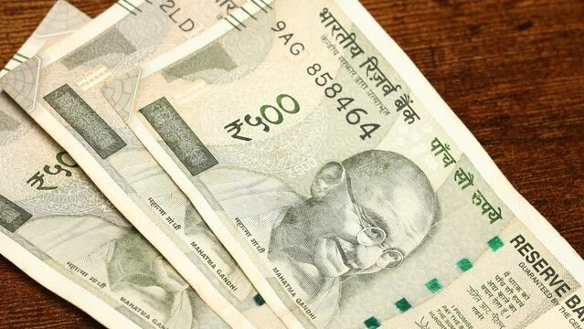 India money, Indian new banknotes, 500 rupees, financial, settlement and business concept, close up