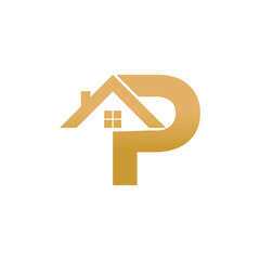 Home logo design with concept letter P