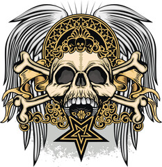Obraz premium Gothic sign with skull, grunge vintage design t shirts 