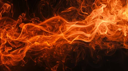 Foto op Plexiglas A stream of abstract patterns of orange, red smoke on a dark background. Oil ink, dark red abstract background. Copy space. © Alina Tymofieieva