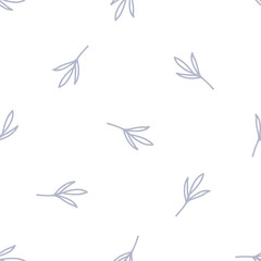Seamless pattern with boho outline leaves