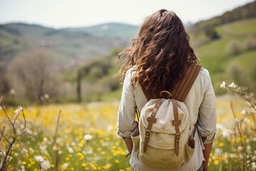 Conceptual Generative AI photo collage of people surrounded by spring vibe sunny day weather nature