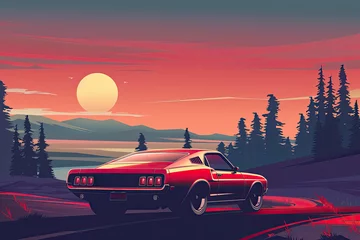  Flat design driver with car on the road © amankris99
