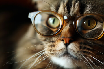 Cat Wearing Glasses Close Up
