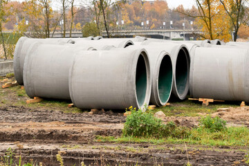 storage of large-diameter concrete sewer pipes