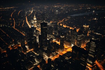 a city at night with lights - obrazy, fototapety, plakaty
