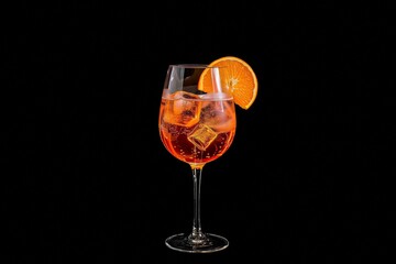 Glass of Aperol Spritz with orange slice
