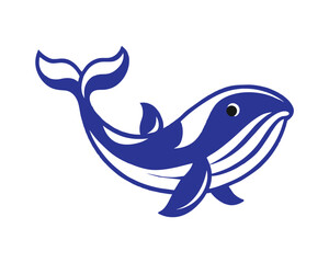 awesome blue whale logo illustration, blue whale in sea logo design