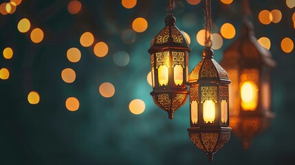 modern beautiful minimalistic eid ul azha eid ul fitr ramadan Mubarak Islamic lantern celebration background - obrazy, fototapety, plakaty