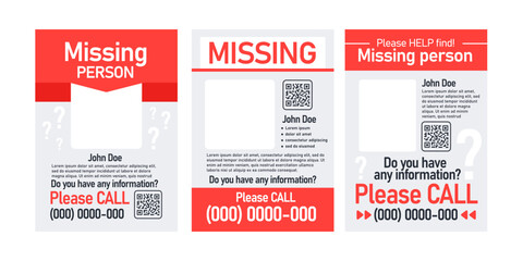 Missing person poster template. Vector illustration - obrazy, fototapety, plakaty