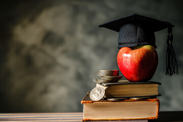 apple and hat education on books for concept education concept