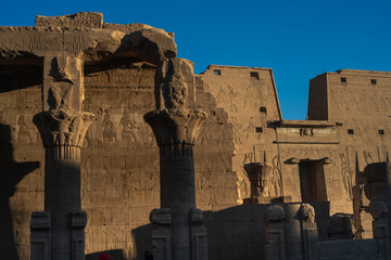 Temple of Edfu, an Egyptian temple primary dedicated to the god Horus, located on the west bank of...