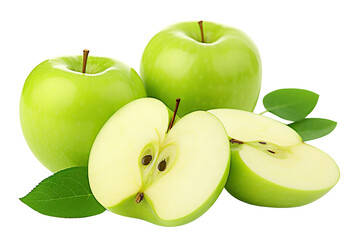 Delicious green apples cut out