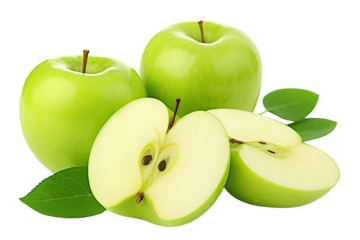 Delicious green apples cut out